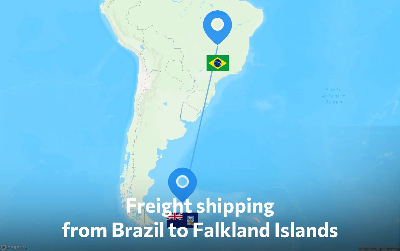 Shipping route from Brazil to Falkland Islands