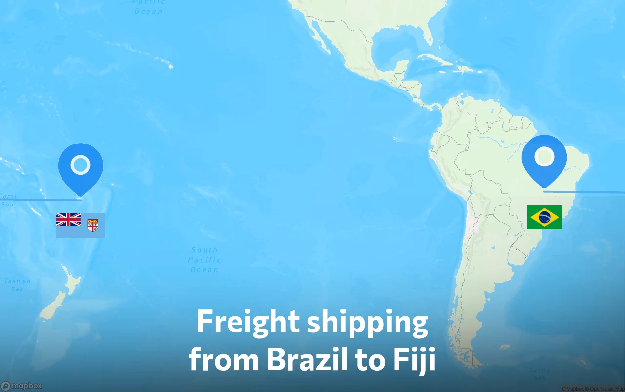 Shipping route from Brazil to Fiji