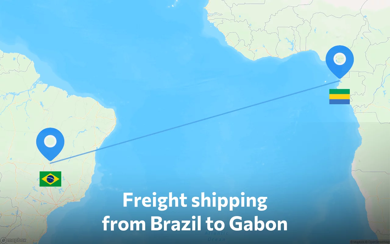 Shipping route from Brazil to Gabon