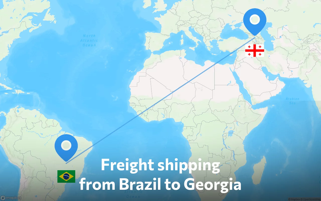 Shipping route from Brazil to Georgia
