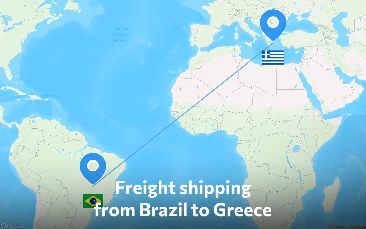 Shipping route from Brazil to Greece