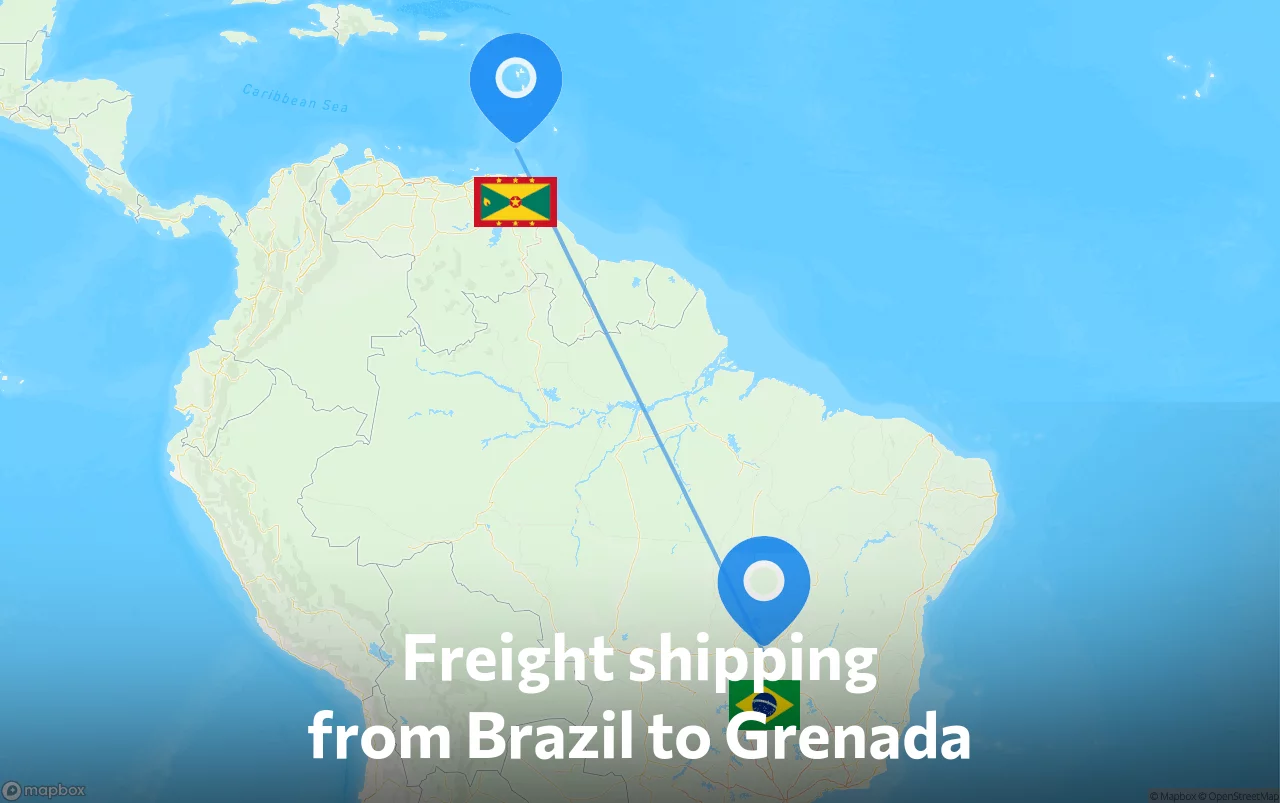 Shipping route from Brazil to Grenada