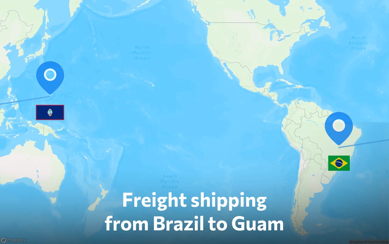 Shipping route from Brazil to Guam