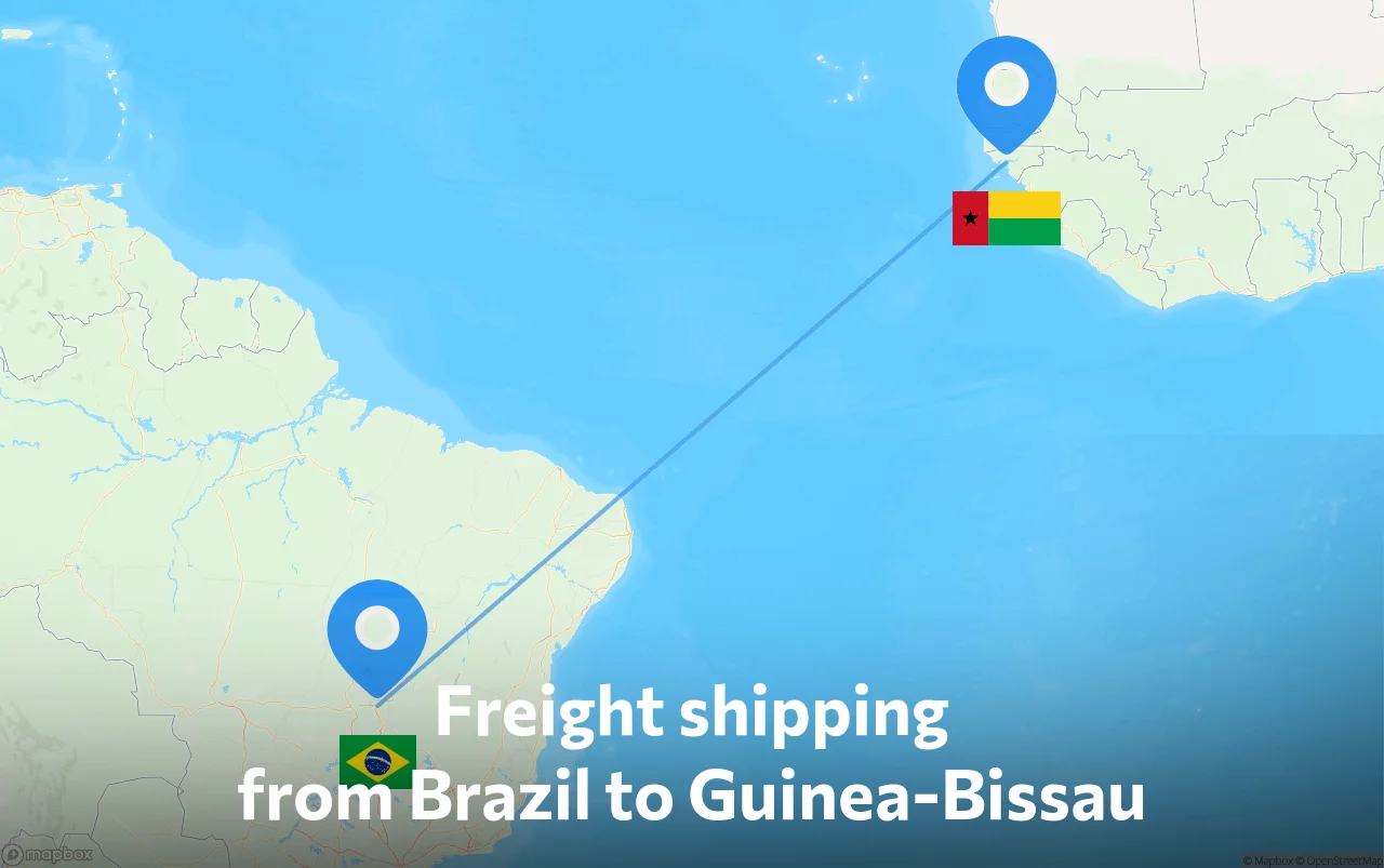 Shipping route from Brazil to Guinea-Bissau