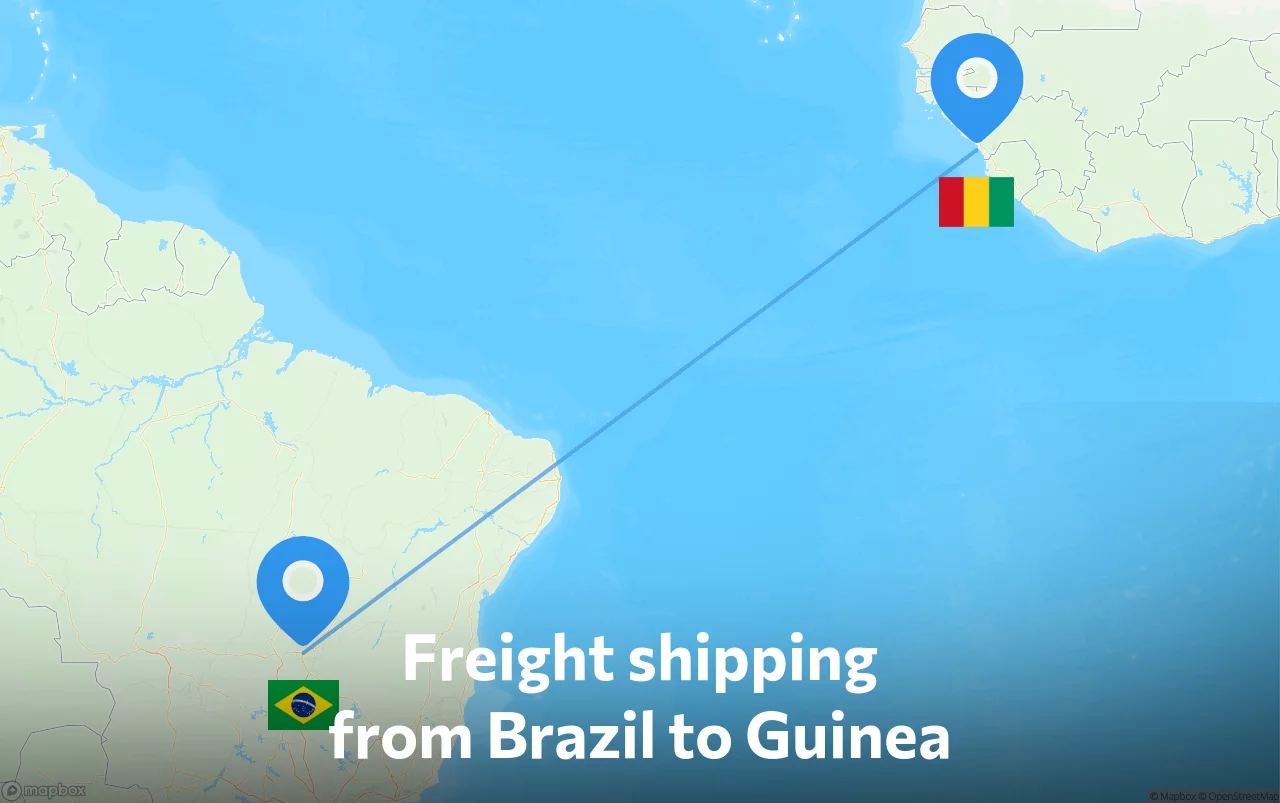 Shipping route from Brazil to Guinea
