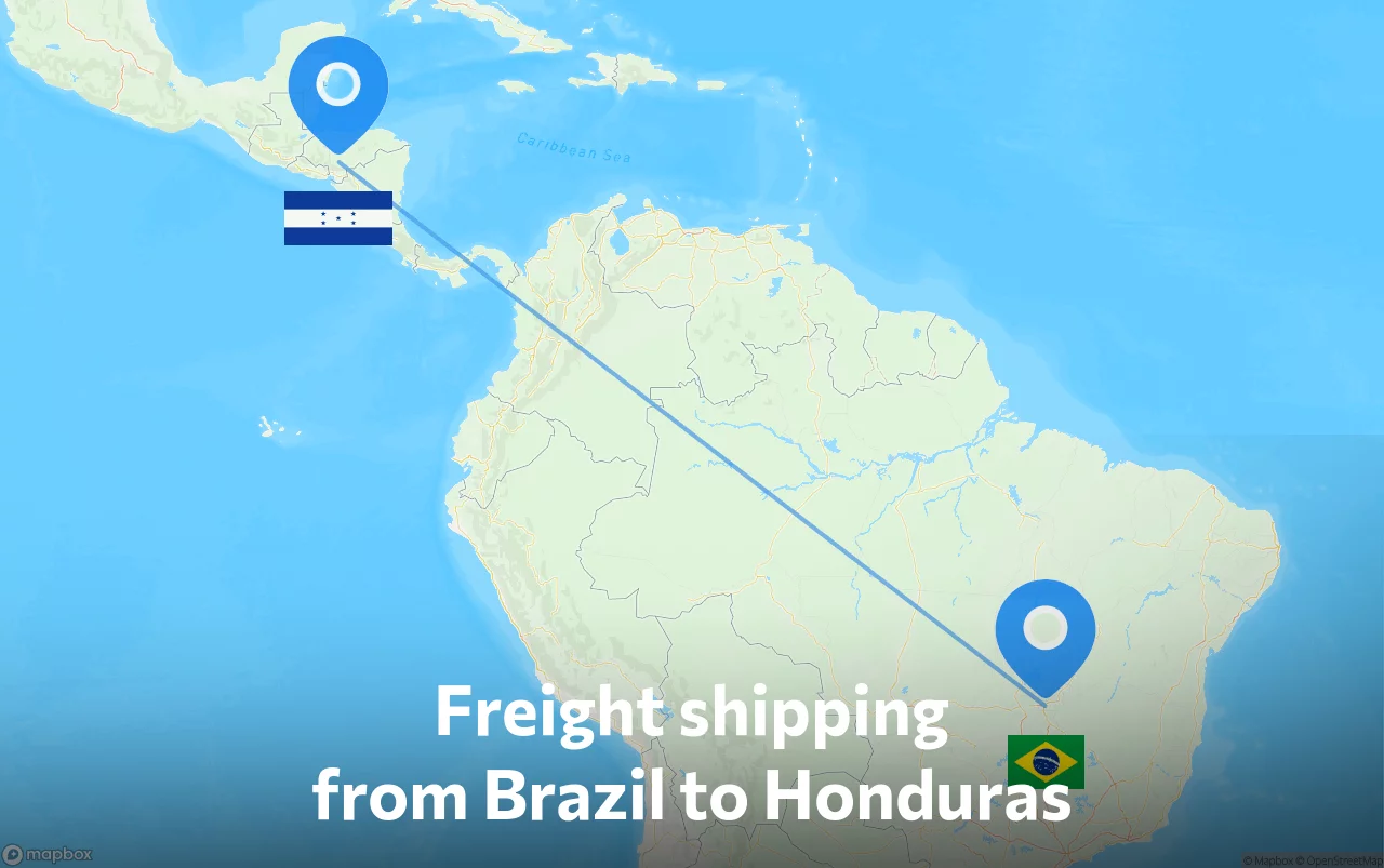 Shipping route from Brazil to Honduras
