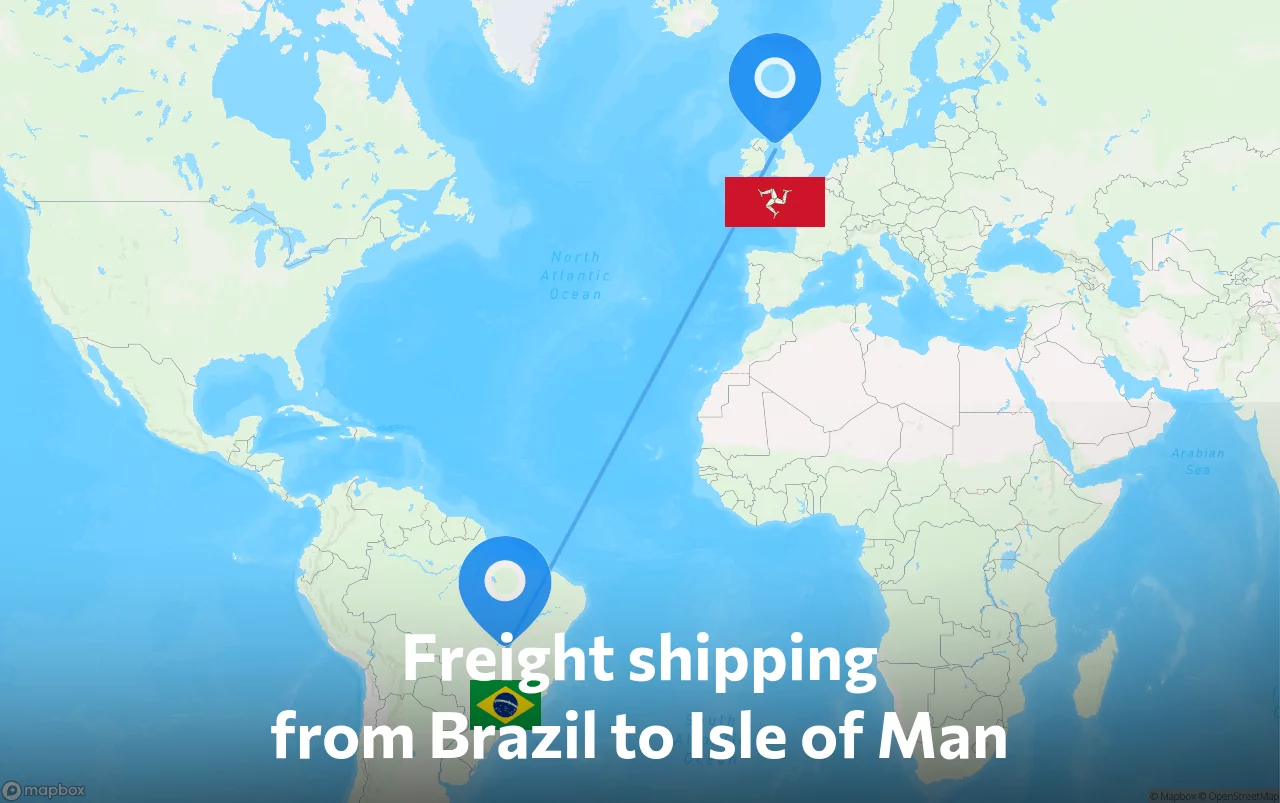Shipping route from Brazil to Isle of Man