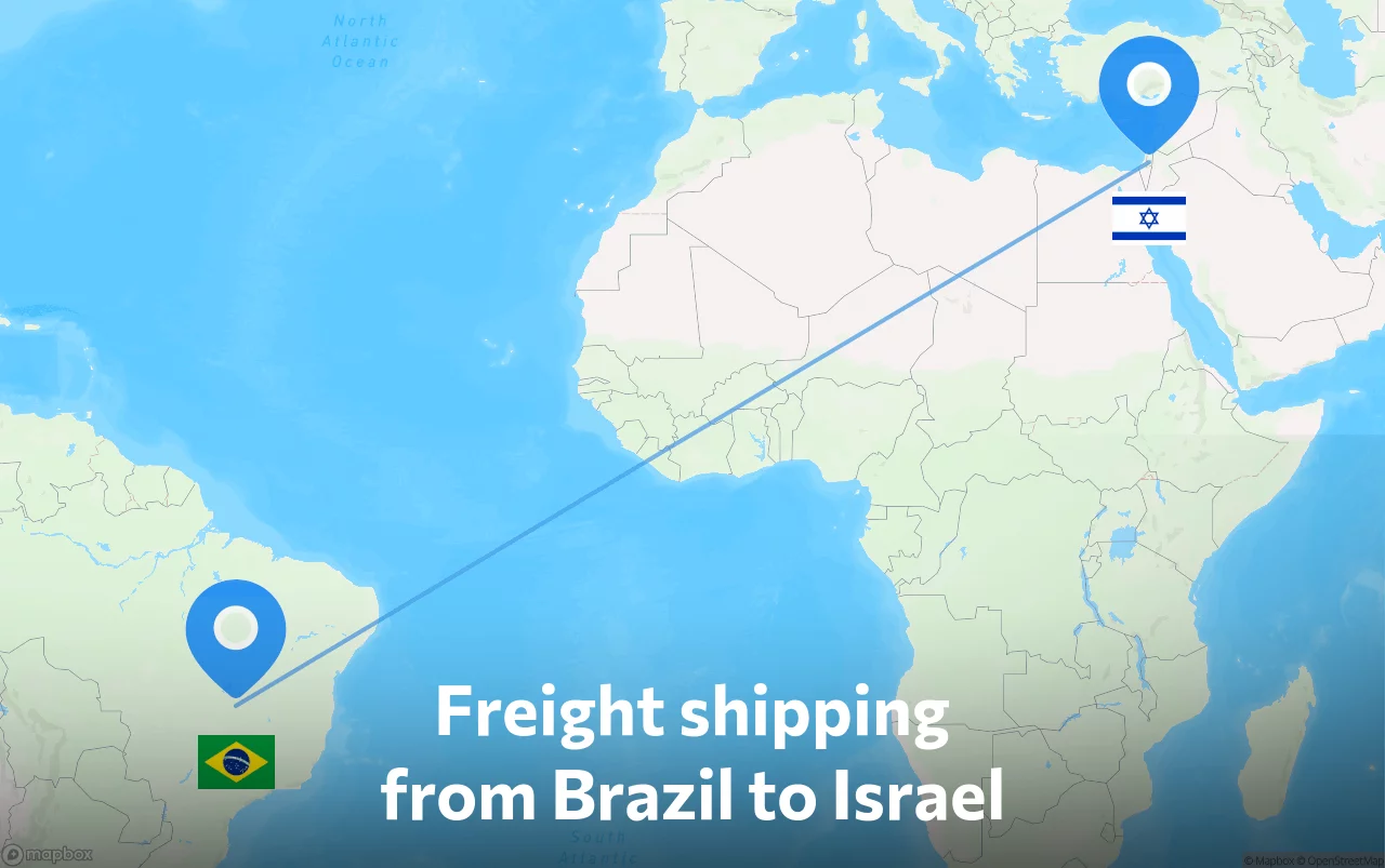 Shipping route from Brazil to Israel