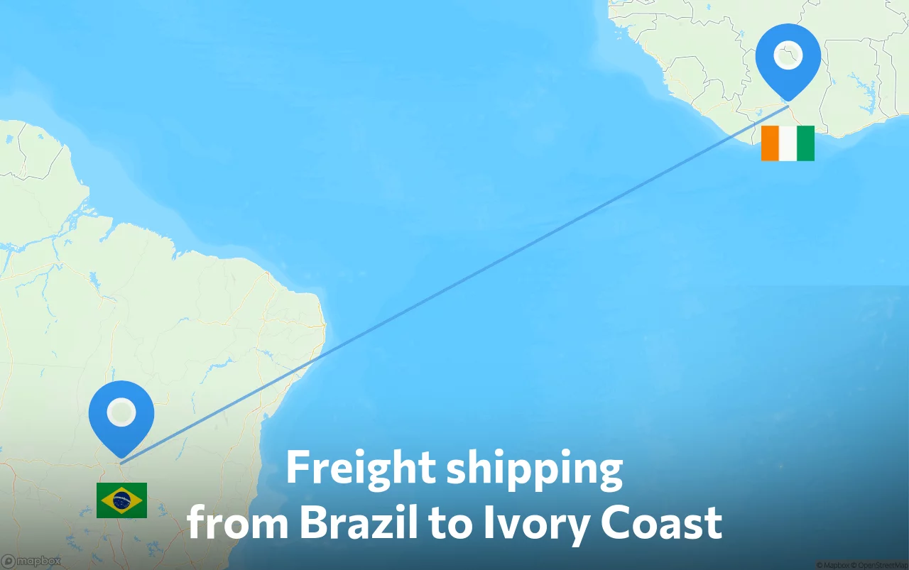 Shipping route from Brazil to Ivory Coast