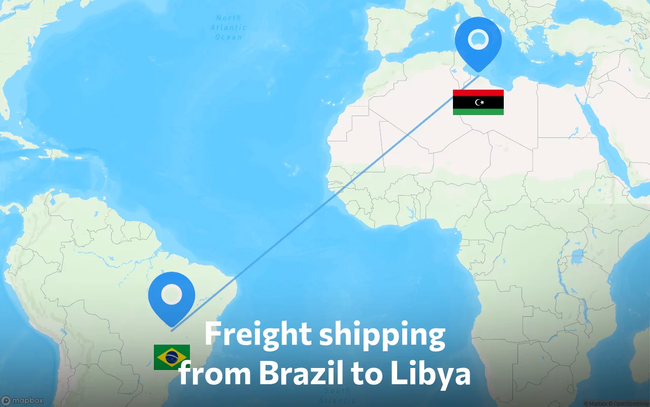 Shipping route from Brazil to Libya