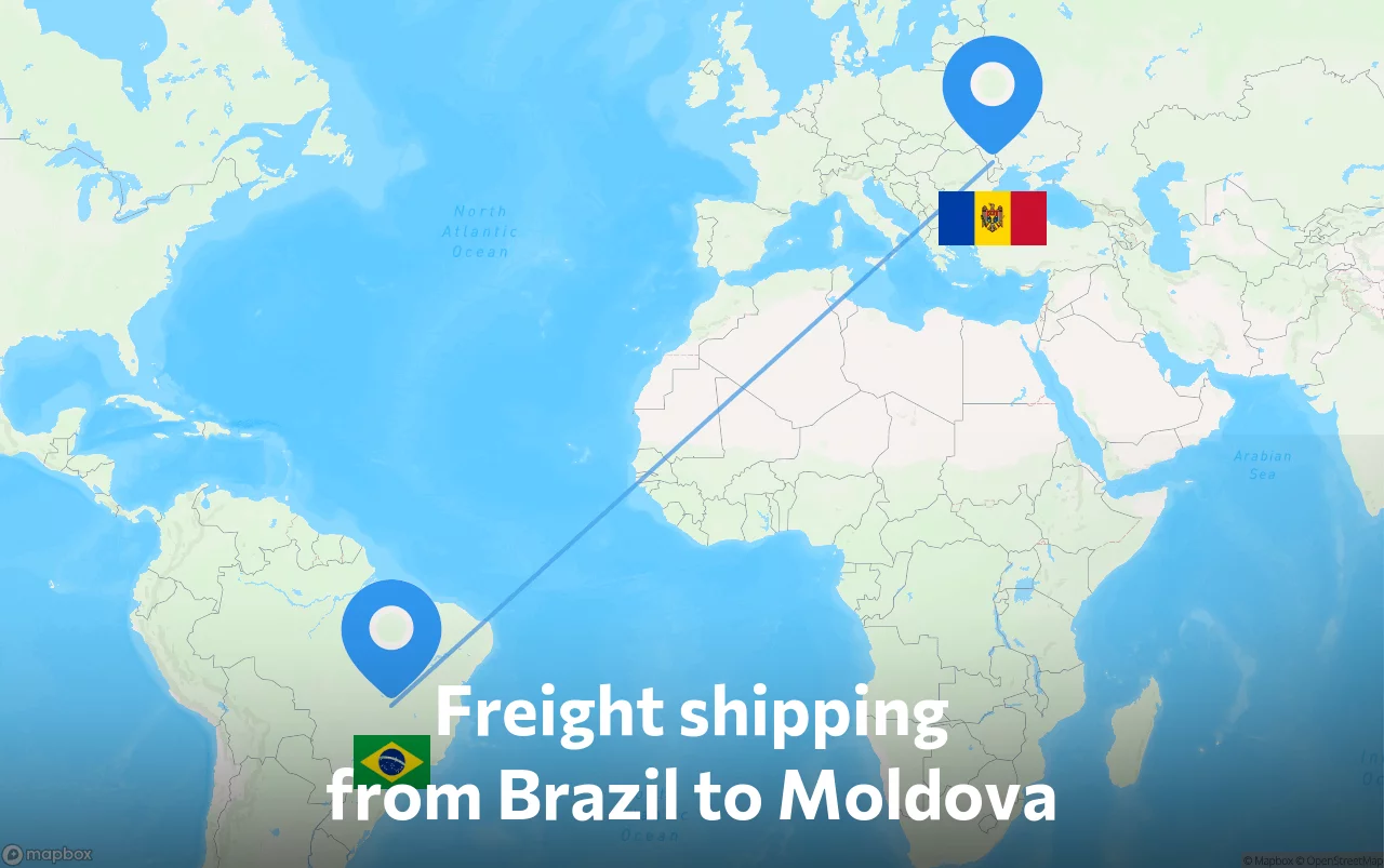 Shipping route from Brazil to Moldova