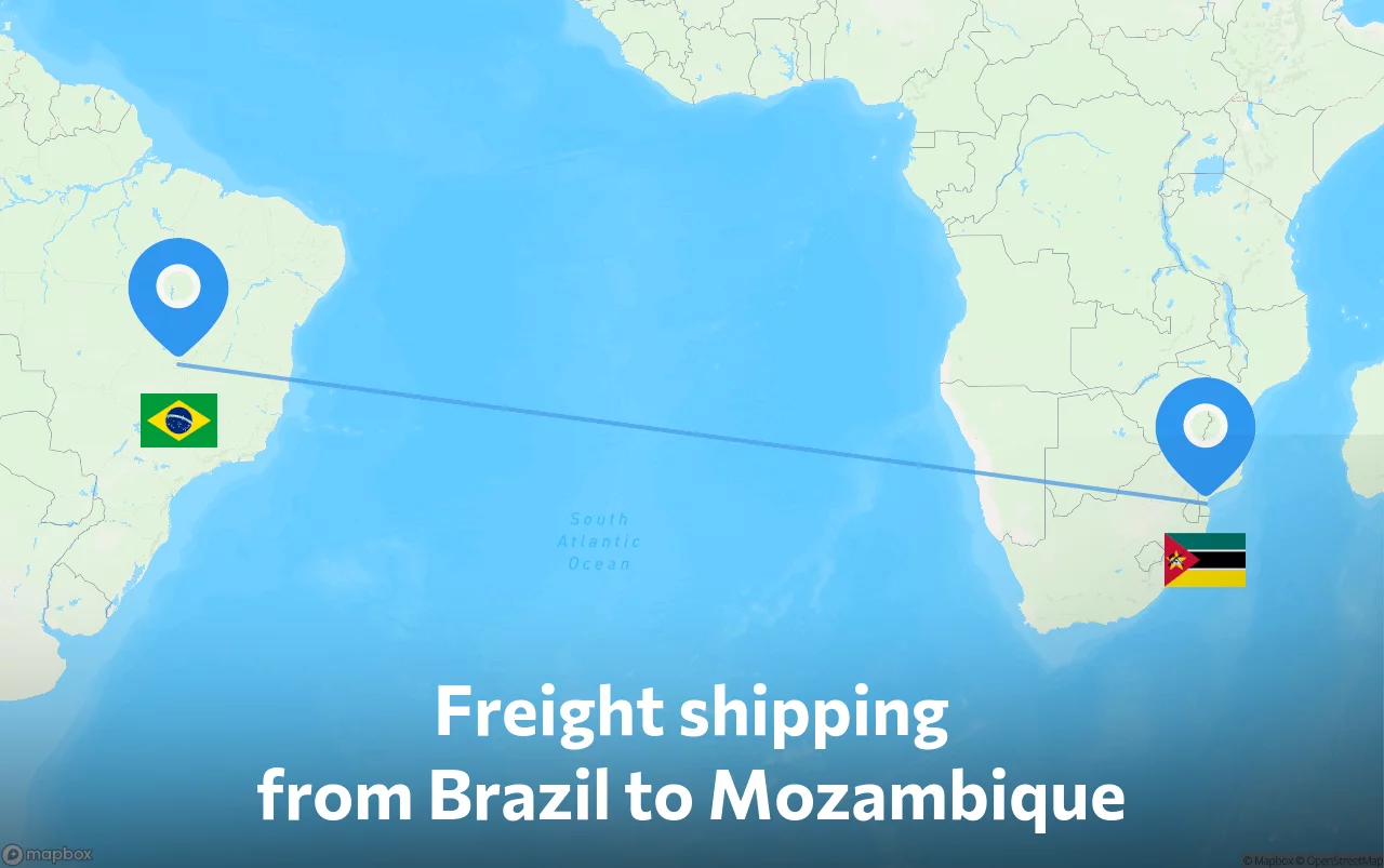 Shipping route from Brazil to Mozambique