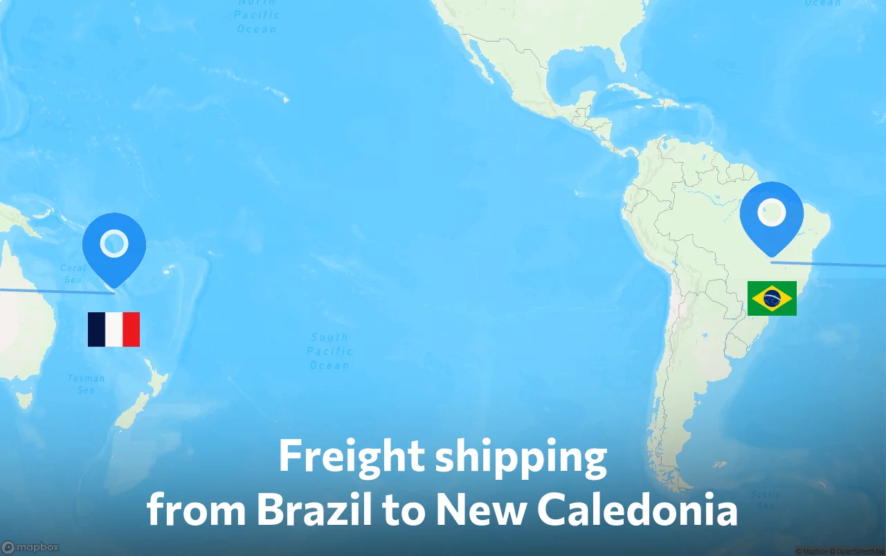 Shipping route from Brazil to New Caledonia