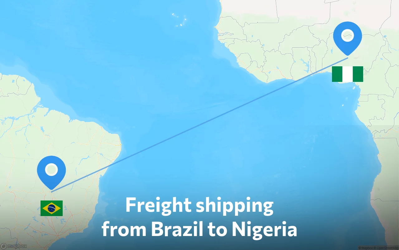 Shipping route from Brazil to Nigeria