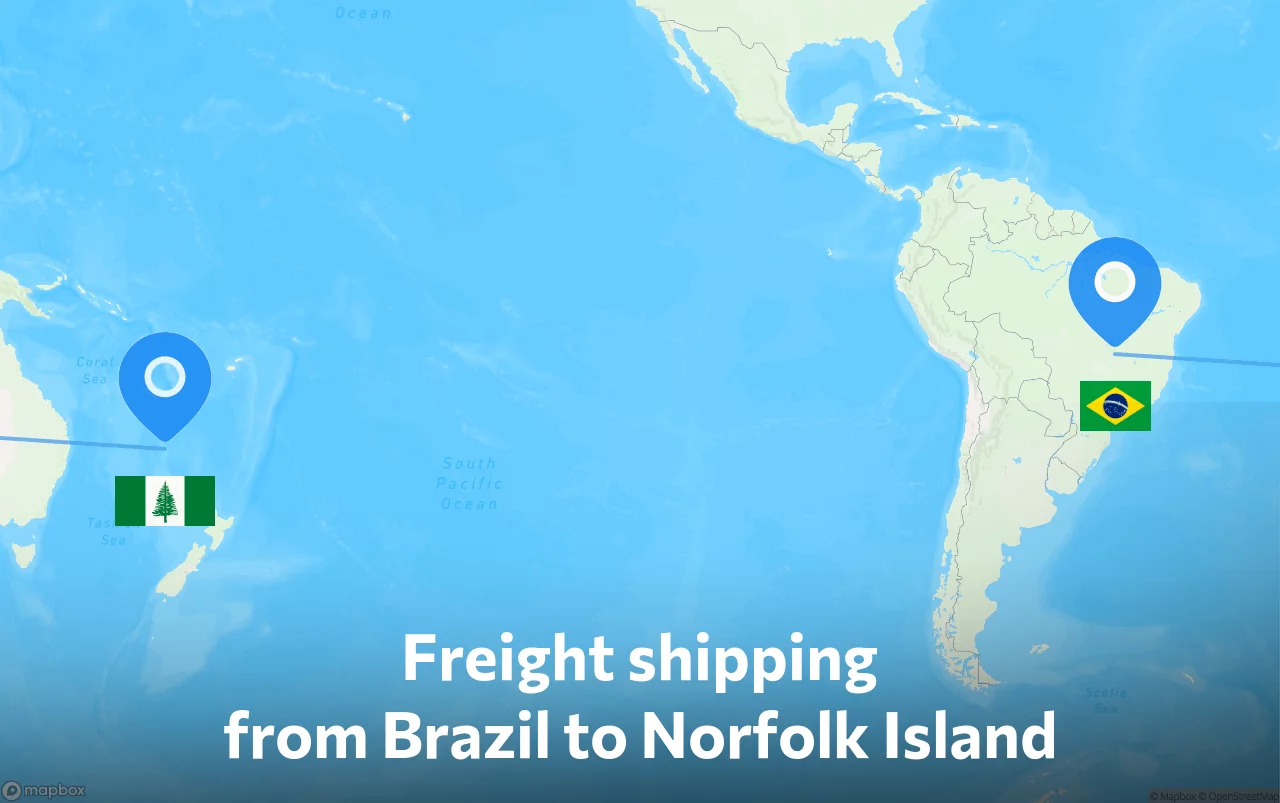 Shipping route from Brazil to Norfolk Island