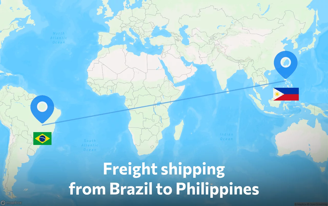 Shipping route from Brazil to Philippines
