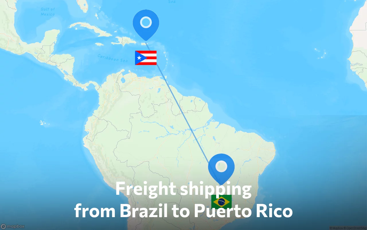 Shipping route from Brazil to Puerto Rico