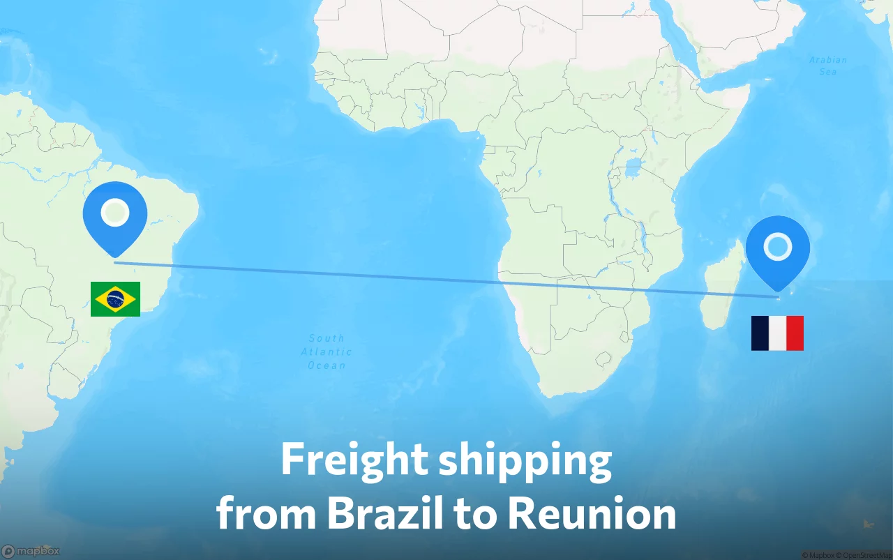 Shipping route from Brazil to Reunion