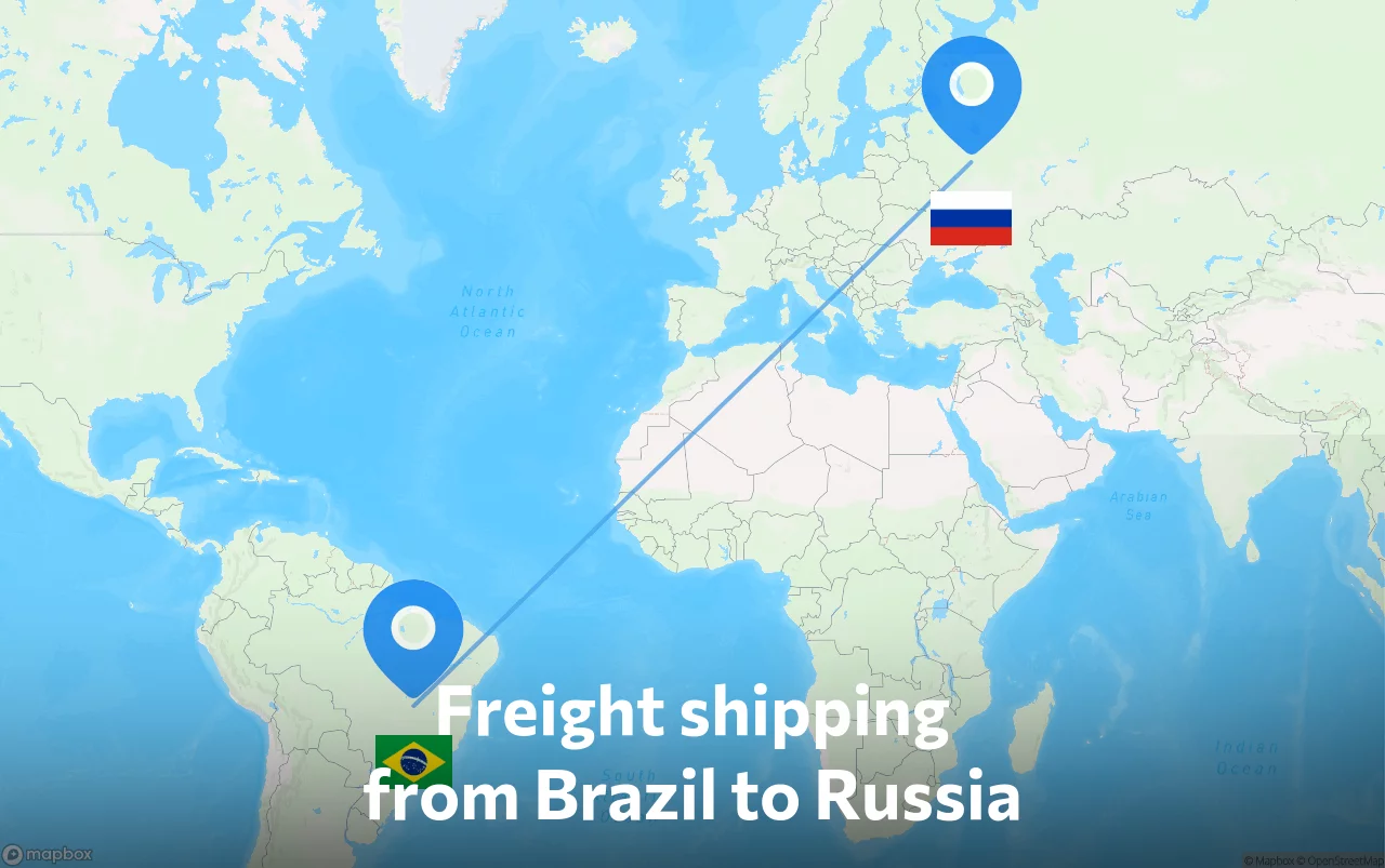Shipping route from Brazil to Russia