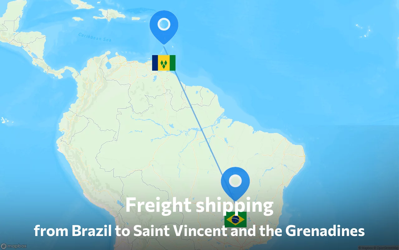 Shipping route from Brazil to Saint Vincent and the Grenadines