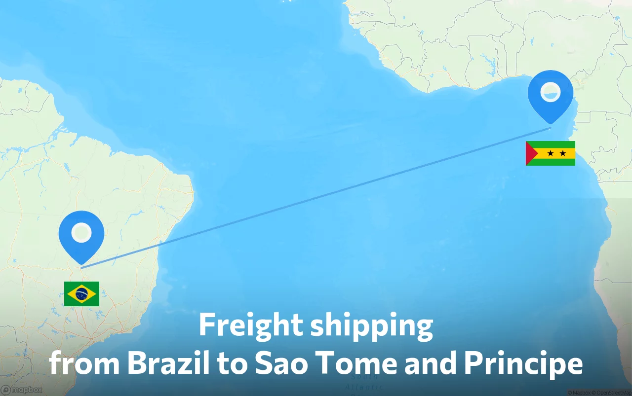 Shipping route from Brazil to Sao Tome and Principe