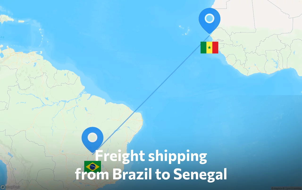 Shipping route from Brazil to Senegal