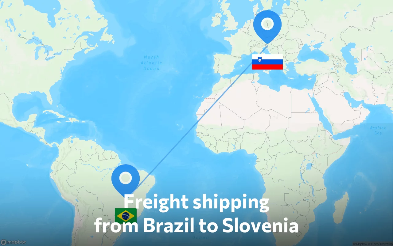 Shipping route from Brazil to Slovenia