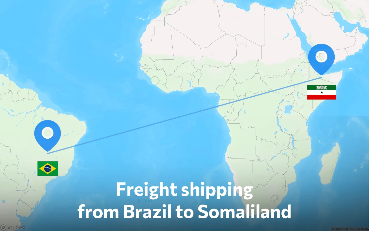 Shipping route from Brazil to Somaliland