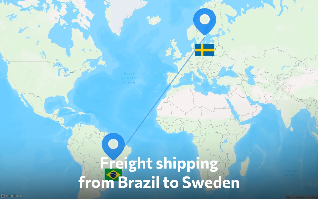 Shipping route from Brazil to Sweden