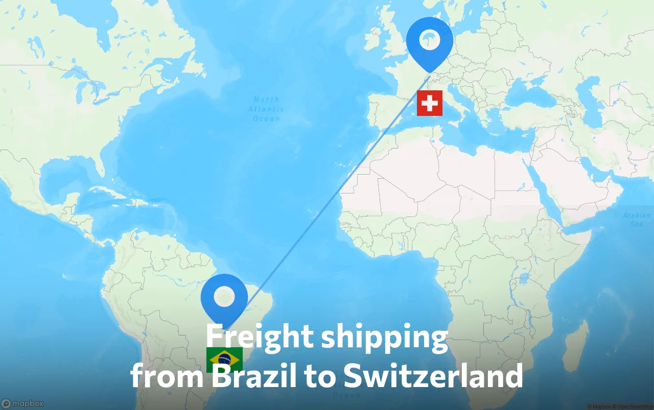 Shipping route from Brazil to Switzerland