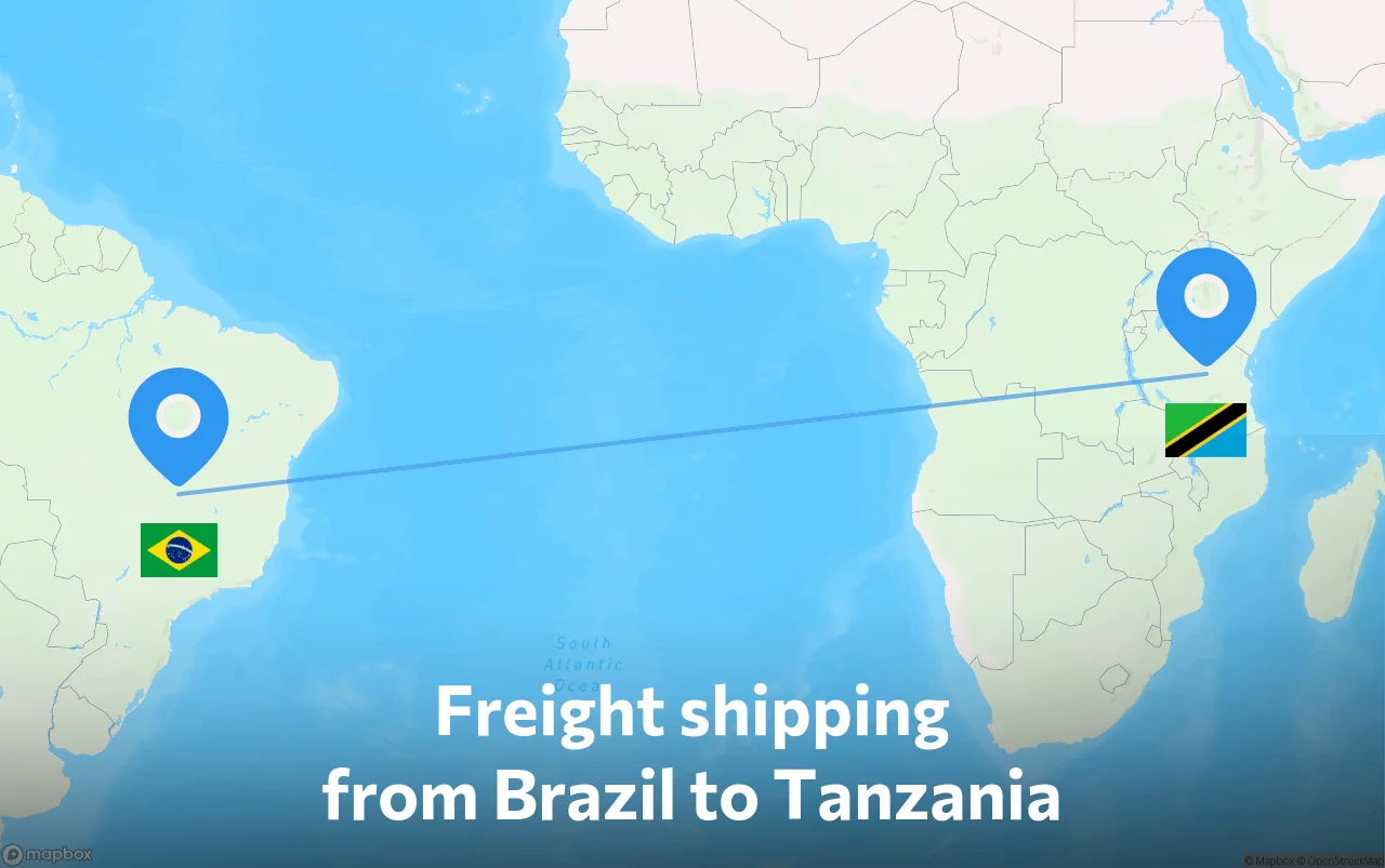 Shipping route from Brazil to Tanzania