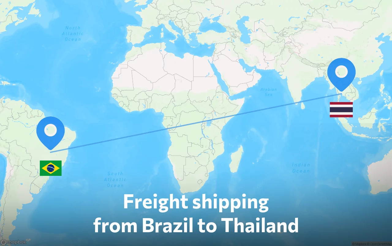 Shipping route from Brazil to Thailand