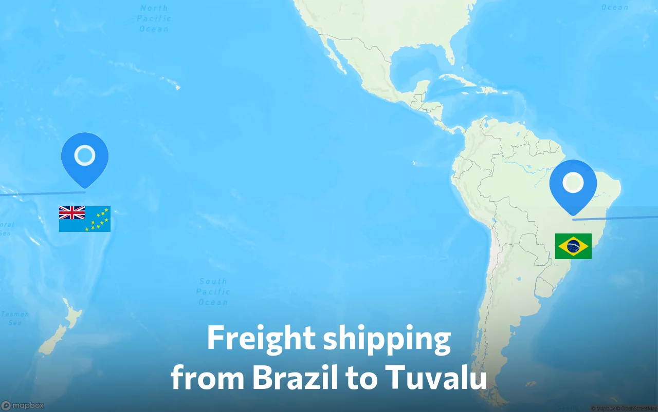 Shipping route from Brazil to Tuvalu