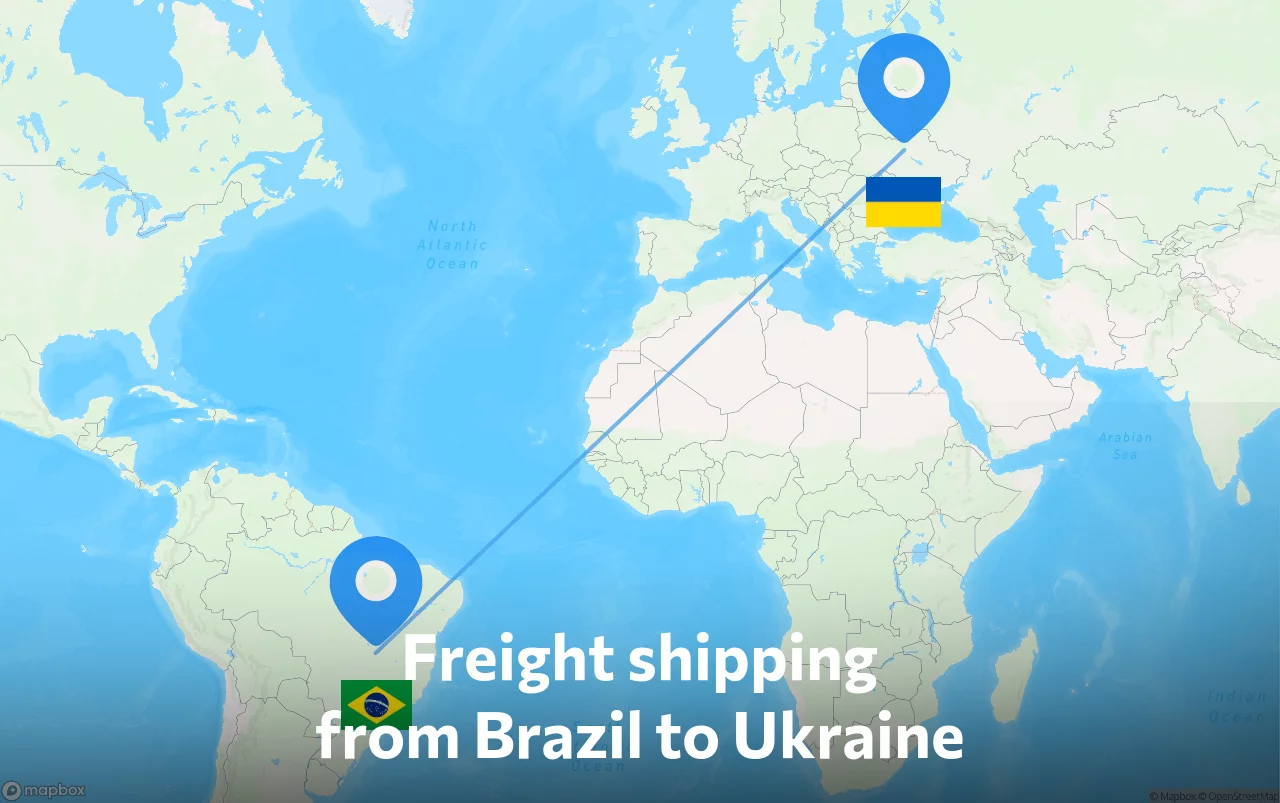 Shipping route from Brazil to Ukraine