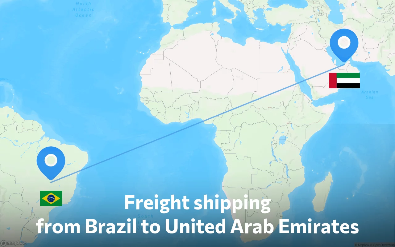 Shipping route from Brazil to United Arab Emirates