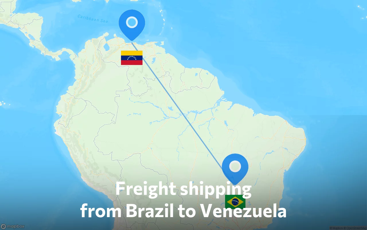 Shipping route from Brazil to Venezuela