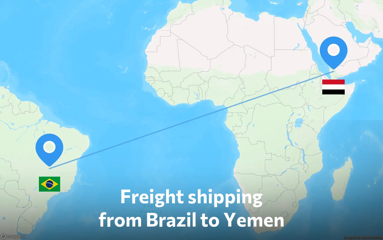 Shipping route from Brazil to Yemen