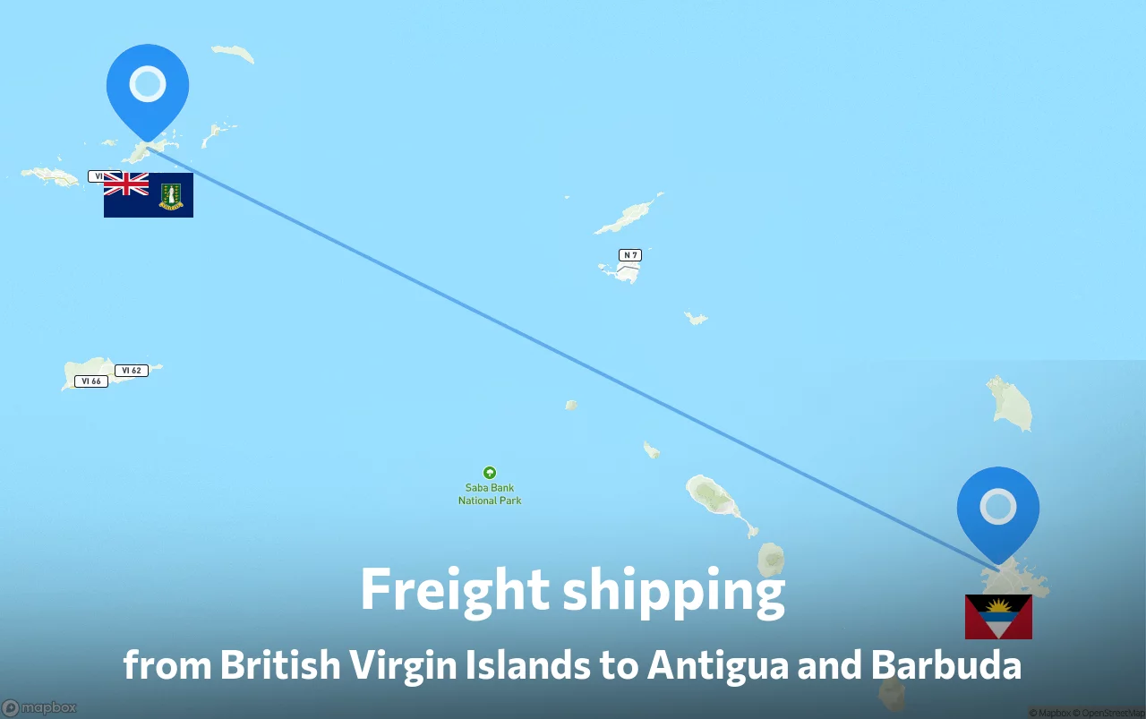 Shipping route from British Virgin Islands to Antigua and Barbuda