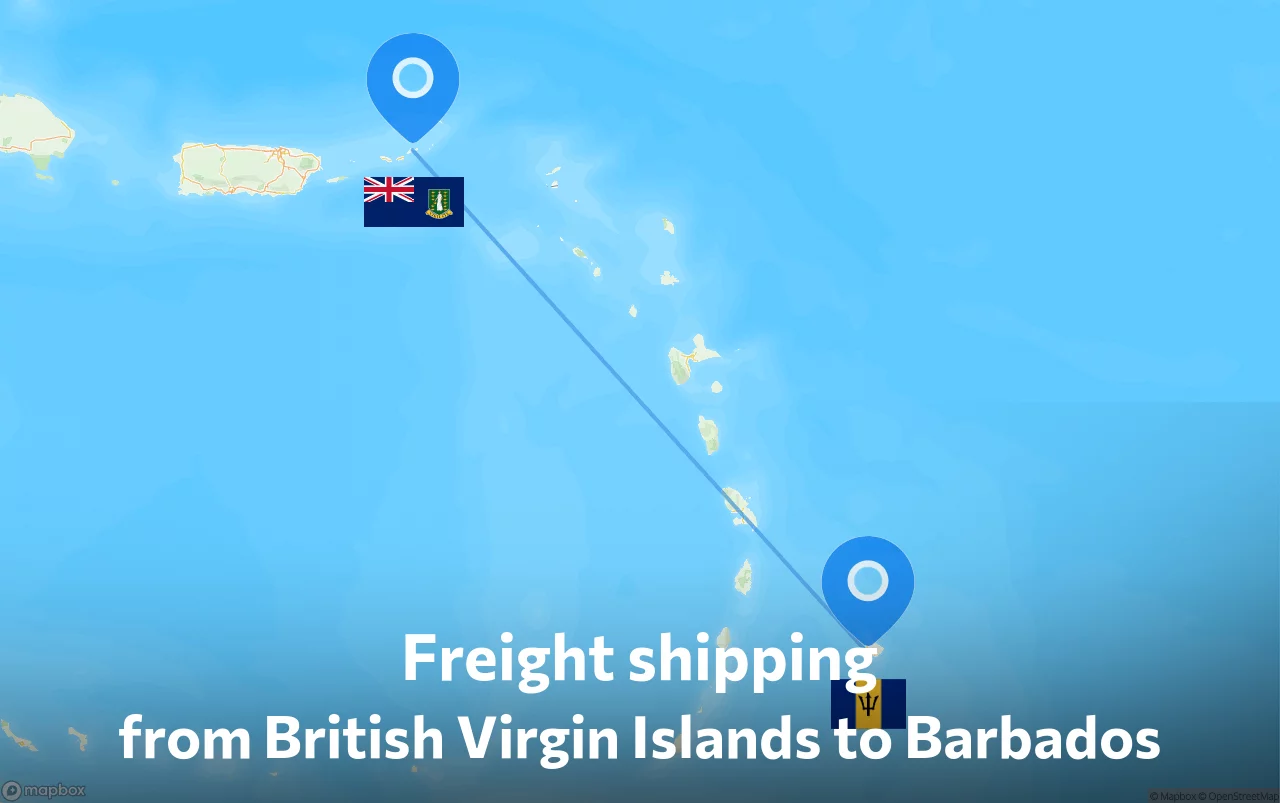 Shipping route from British Virgin Islands to Barbados