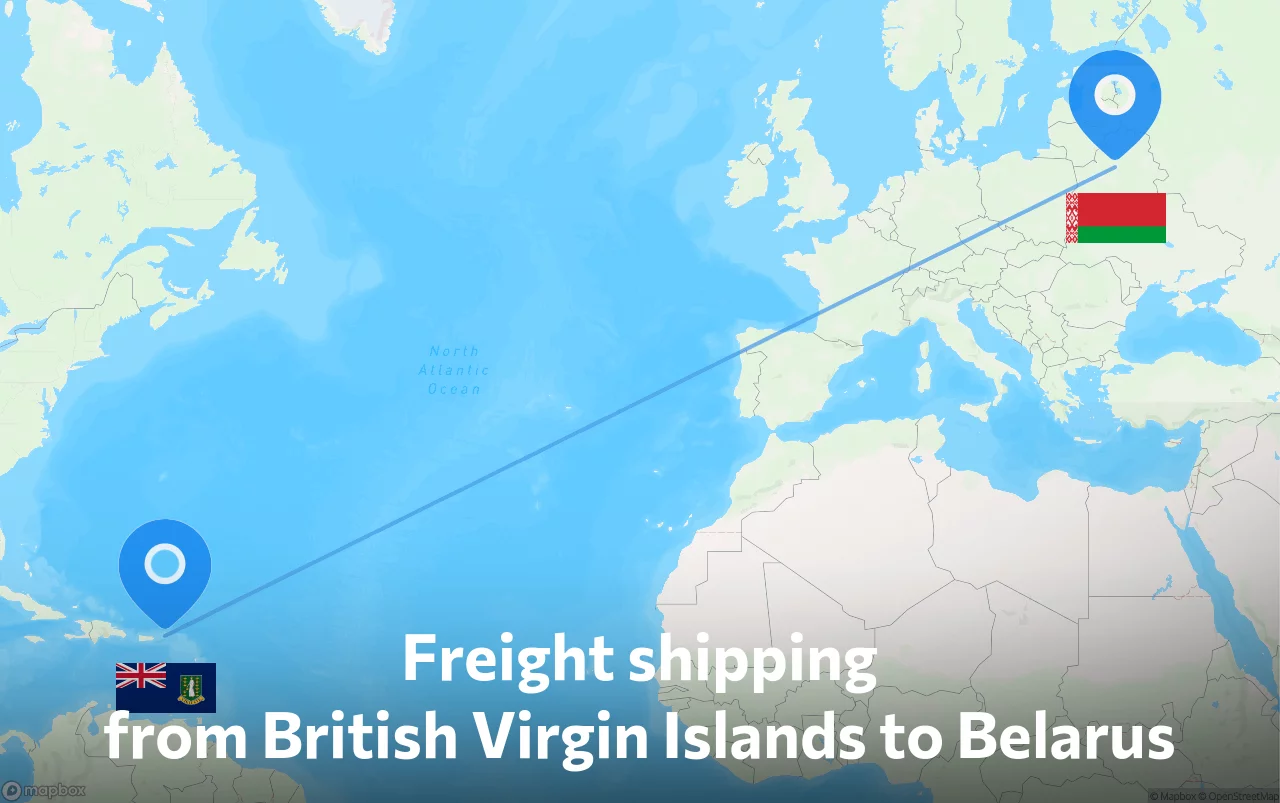 Shipping route from British Virgin Islands to Belarus