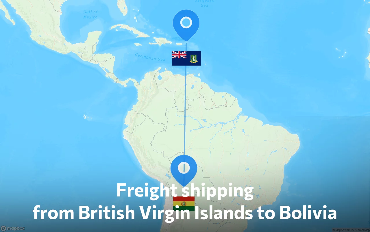 Shipping route from British Virgin Islands to Bolivia