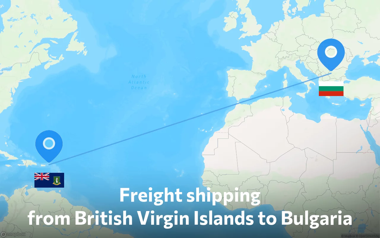 Shipping route from British Virgin Islands to Bulgaria