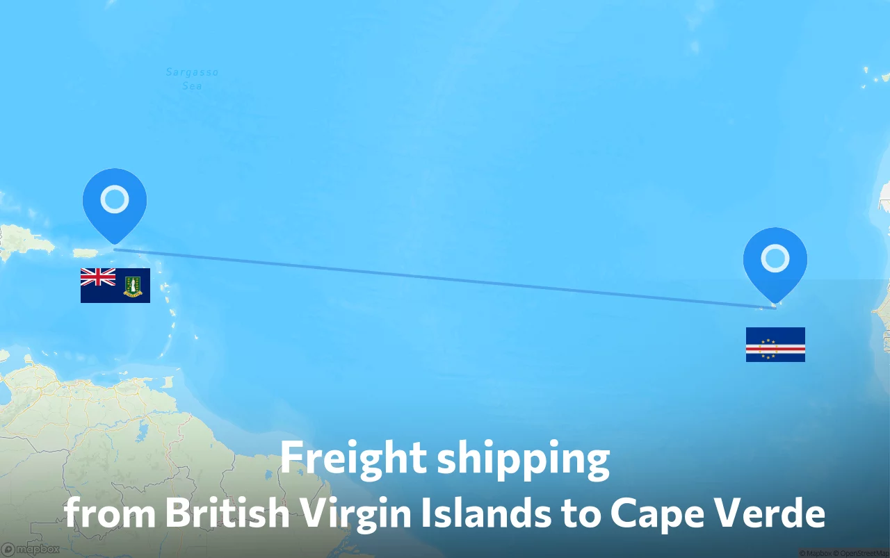 Shipping route from British Virgin Islands to Cape Verde