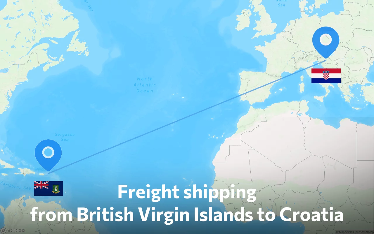 Shipping route from British Virgin Islands to Croatia