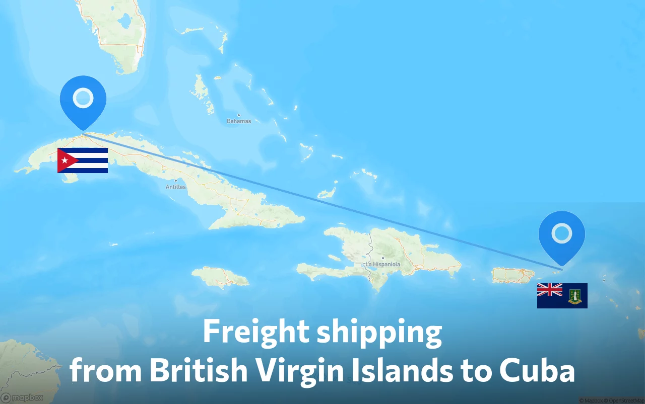 Shipping route from British Virgin Islands to Cuba
