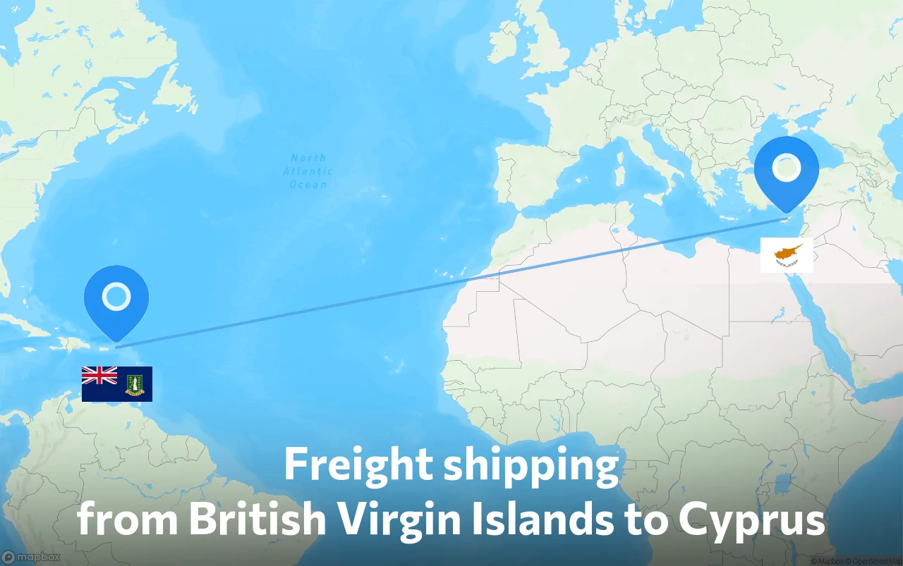 Shipping route from British Virgin Islands to Cyprus
