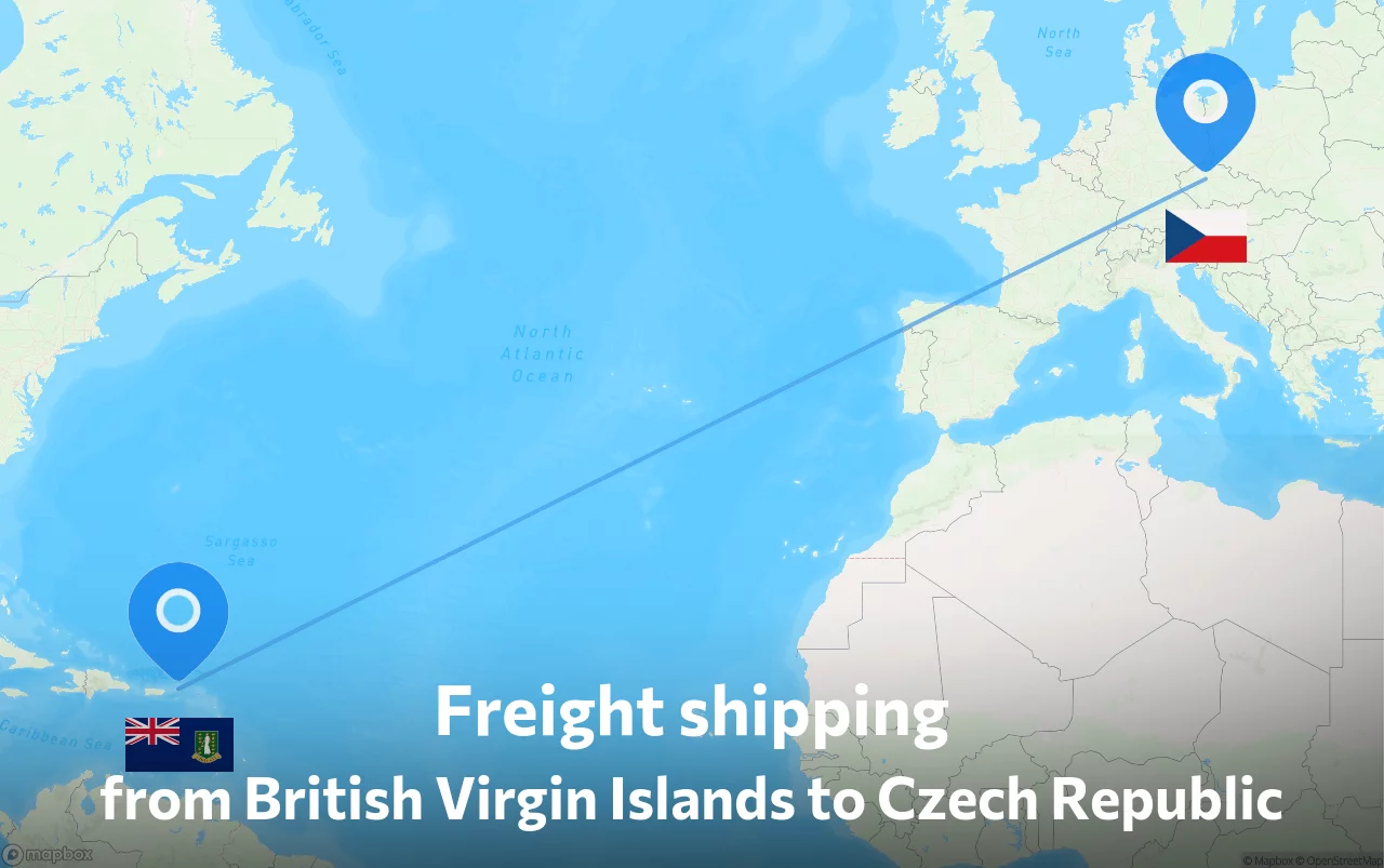 Shipping route from British Virgin Islands to Czech Republic