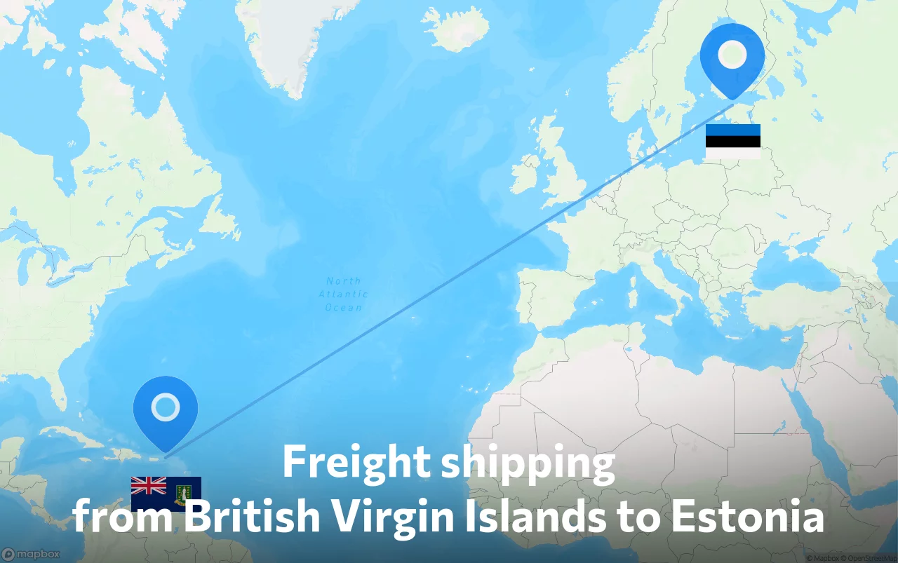 Shipping route from British Virgin Islands to Estonia