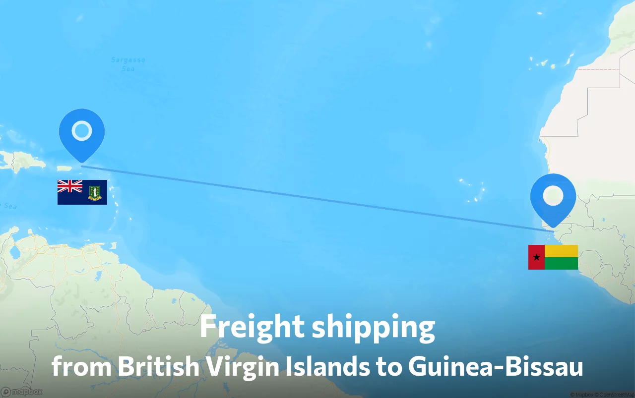 Shipping route from British Virgin Islands to Guinea-Bissau