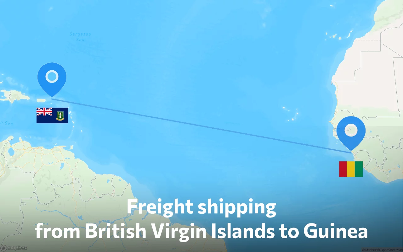 Shipping route from British Virgin Islands to Guinea